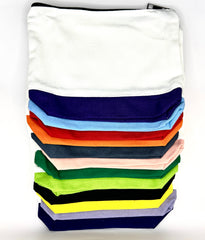 Zipper Pouch-Large Two Toned Color and Cream Canvas